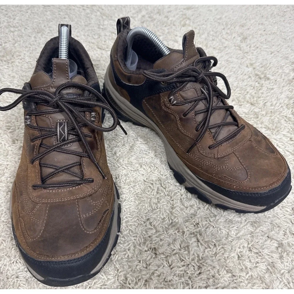 Skechers Ralcon Venego Relaxed Fit Lace Up Brown Leather Hiking Shoes Mens 10.5